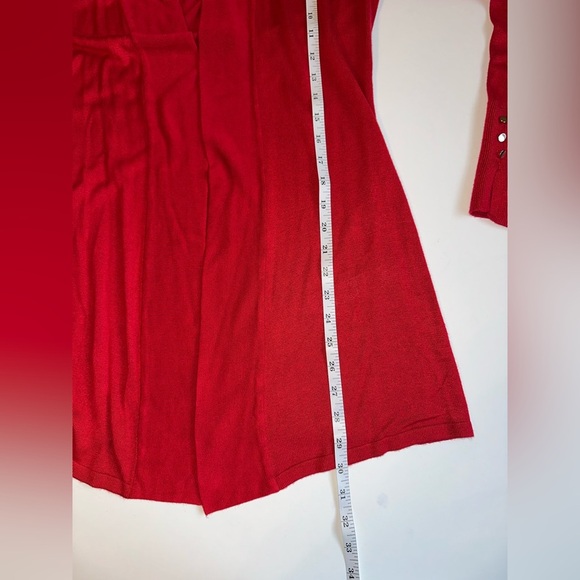 White House Black Market Women’s Cardigan Size M Red Long Sleeve Gold - Picture 7 of 9